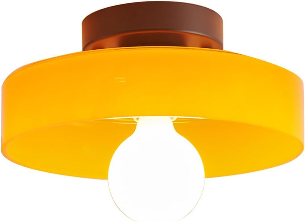 Plafonnier en verre rétro vert et orange pour couloir chic et entrée accueillante