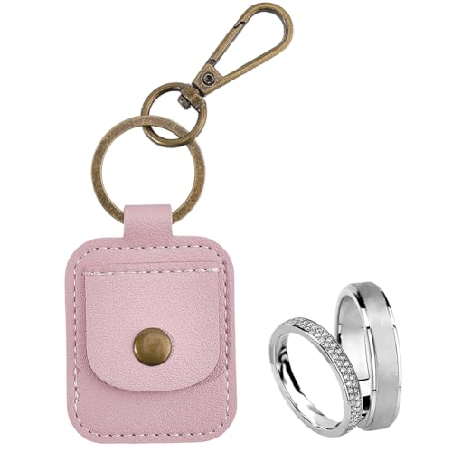 craspire Porte Bague en Cuir Porte Clés Portable Pochette de Voyage Rose pour Bijoux Mini Pochette à Monnaie pour Alliance Collier Médiators Cadeau pour...