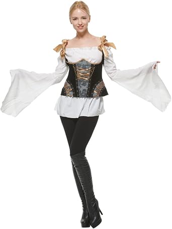 Womens Retro Steampunk Lapel Fitted Vest Jacket