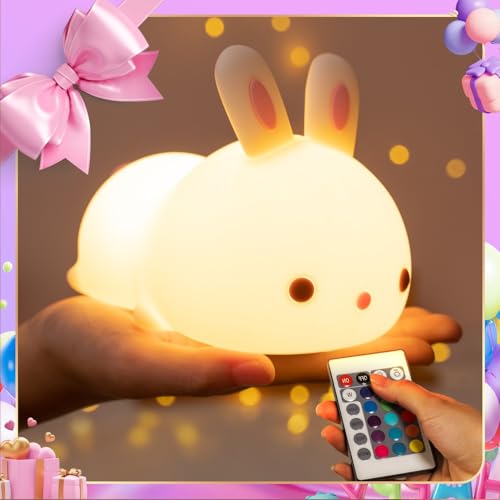 One Fire Bunny Night Lights For Girls, Cute Rabbit Animal Baby Toddler Nightlight Led...