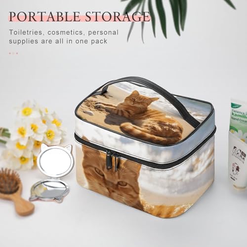 Bolsa de cosméticos portátil e impermeable con compartimentos grandes 5