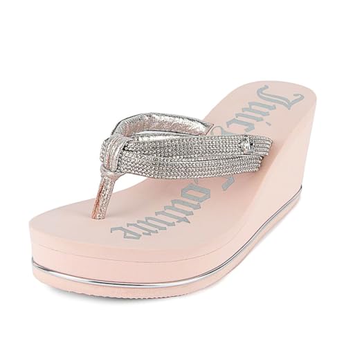 Image of Juicy Couture Women's Wedge Platform Flip Flops, Fashion Beach Sandals with Soft Footbed and Thong Style