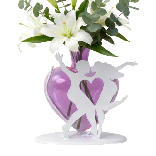 Macetas para flores, floreros en forma de corazón – Macetas en con soporte par para flores | Para jardines, mesa de salón, boda, casa sala de estar