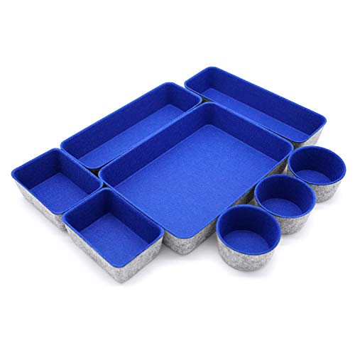 Welaxy Office supplies Drawer organizers trays storage bins drawers dividers storage bin 8 Piece (Classic blue)