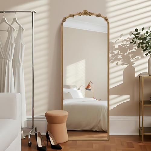 Image of Besdomus Full Length Gold Mirror: 21''x56'' Baroque Floor Long Body Mirror | Traditional Ornate Antique Decorative for Dressing Room /Bedroom /Living Room /Entryway /Hallway /Wall