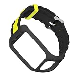 WOONEKY Cinturino Elegante Silicone Per Cinturino Compatibile Con Tomtom Runner Design Nero e Giallo Resistente e Confortevole Accessori Per Orologi Sportivi