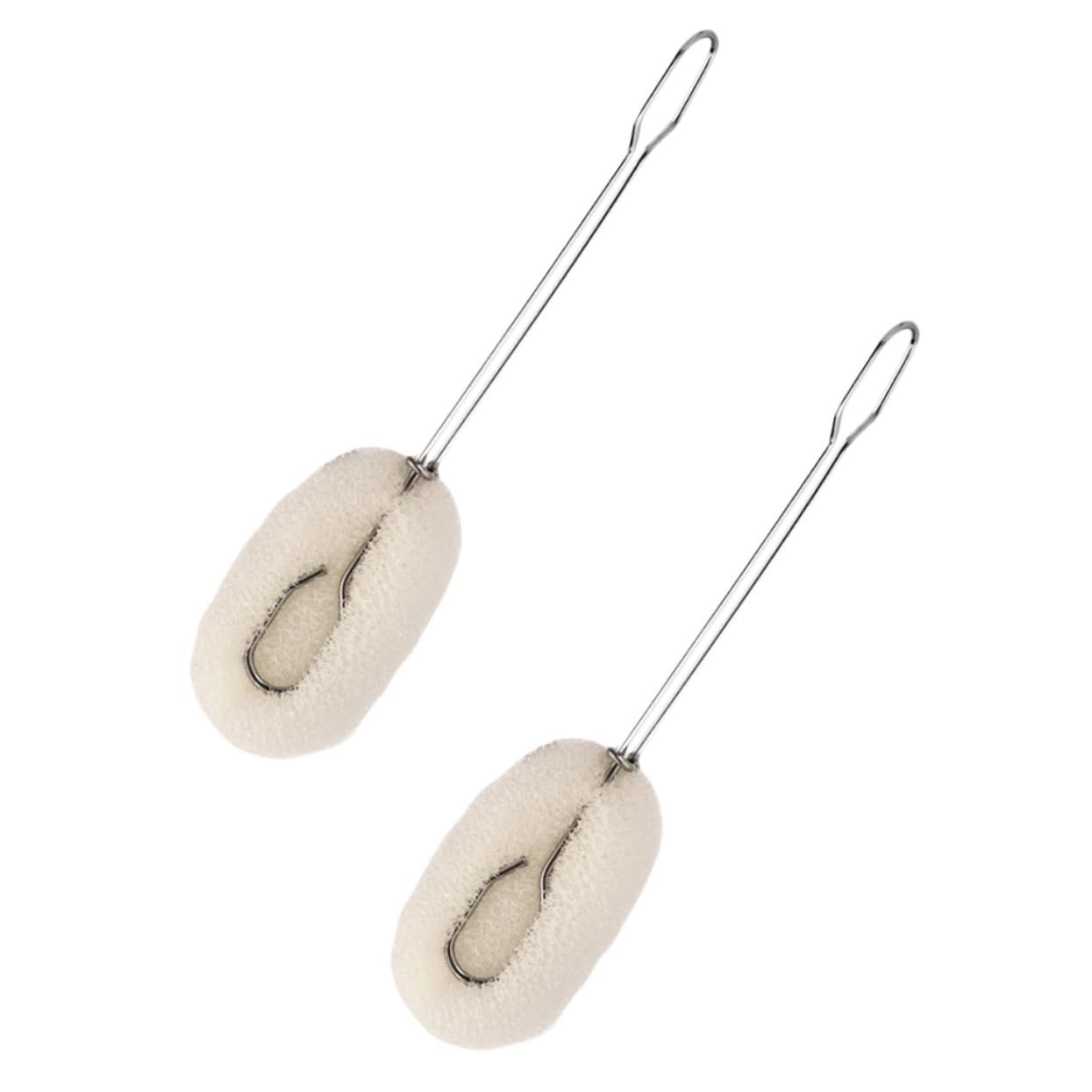 2pezzi Spazzola Acciaio Inossidabile Con Manico Per Pulizia Bottiglie e Tazze Design Ergonomico Per Raggiungere Ogni Angolo Per Bottiglie Per Bicchieri Colore Bianco