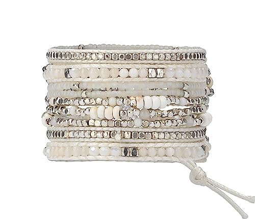 Bracelet for Women – Handmade Vegan Boho Natural Stone Layered Bracelet, Thailand Bohemian Stackable Beaded Wrap Bracelets, Summer Hippie Bracelet Stack, Fashion Jewelry Gifts2