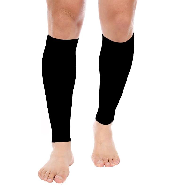 aptox 92% Nylon, 8% Spandex Compression Leg Sleeves For Unisex Calf For Running, Cycling,Sports ,Muscle Recovery, Anti-Slip, Durable Leg Sleeves For & Circulation Black Colour-picture-21