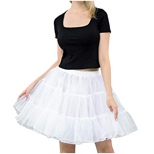 Falda de puerta para mujer, color gris, falda de calidad, tutú, pantalones cortos, plisados, cintura alta, para adultos, falda elástica, tutú, falda de ballet, cosplay, minifalda, Blanco, Talla única