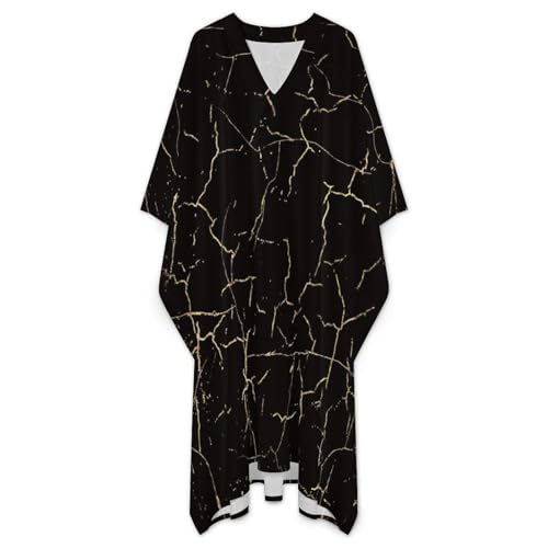Black Marble Pattern Men's V-neck Robe Middle East Arabian Robe Butterfly Sleeves Kaftan3