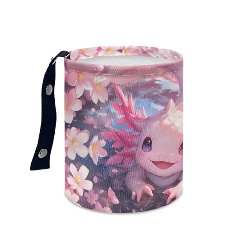 Image of Pink Axolotl Car Garbage Can Waste Basket for Cars Back Seat, Floor, or Hanging Headrest Accessories Interior Road Trip Essentials