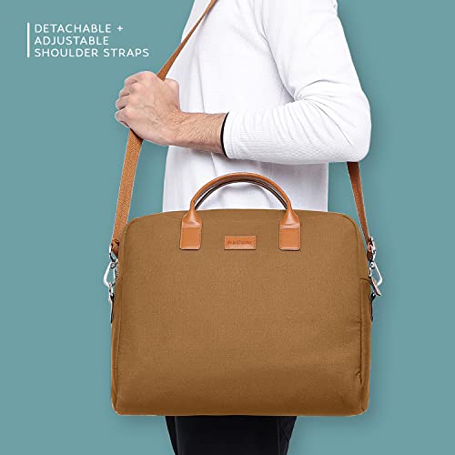 Image of AirCase Office Canvas Sling Messenger Bag fits upto 15.6 inch Laptop /Macbook, PU Leather Handles, Detachable Shoulder Strap, Easy to Clean, for Office /Travel, Men & Women - 6 month Warranty