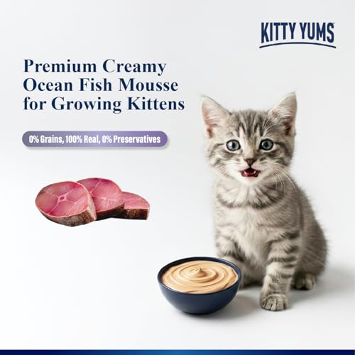 Image of Kitty Yums Kitten Wet Mousse 80g(4+1) Pack of 5, 400g | Ocean Fish | Rich in Protein | Promotes Hydration & Easy to Digest | No Artificial Flavours | Packed with Essential Vitamins & Antioxidants