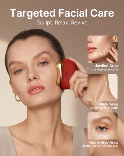 ZDEER PRO Electric Heated Gua Sha Kit, Red Light Face Massager Tool, Red | 2026 Upgraded Facial Care Set, 30ML Lavender Face Oil, Skin Firming Device for Facial Sculpting, Women's Gift for Mom - image 5