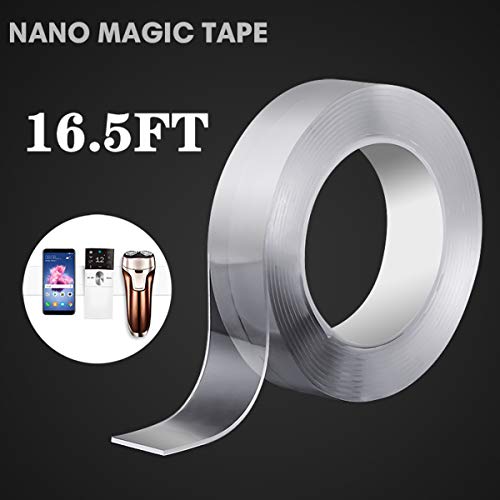 Double Sided Tape Heavy Duty Traceless Removable Washable Nano Gel Grip Tape, Clear