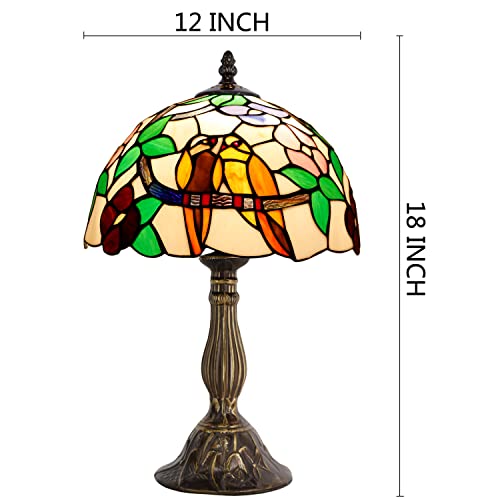 Image of WERFACTORY Tiffany Table Lamp Stained Glass Bedside Lamp 18 Inch Tall