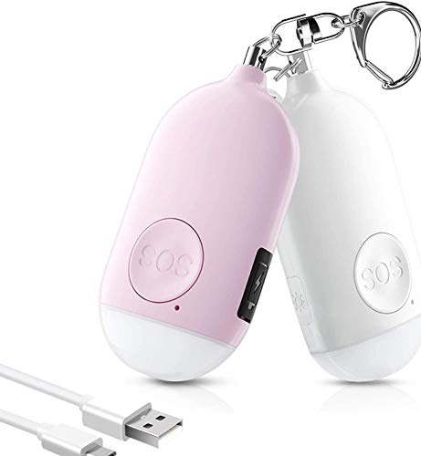 Safe Sound Personal Alarm,2 Pack 130DB Siren Song Emergency Safe Alarm Keychain LED Flashlight with USB Rechargerable, Personal Protection Device for Women,Kids,Elderly.