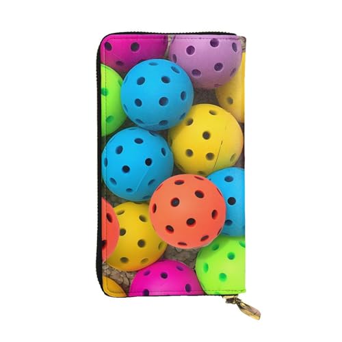 Portefeuille long en cuir motif pickleball porte-cartes d'affaires