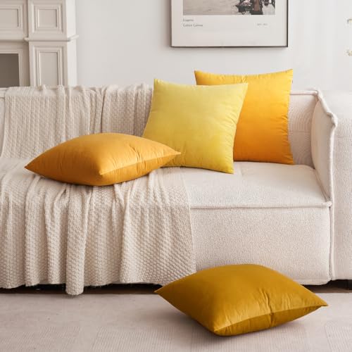 Image of MIULEE Velvet Pillow Cover Soft Luxury Decorative Throw Pillow Cover Single Rectangle Cushion Case Spring Home Decor for Couch Sofa Bedroom Car Decor,12x20 Inch Mustard Yellow
