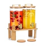 1 Gallon 2 PCS Glass Beverage Dispenser, Drink Dispensers for Parties, Lemonade Dispenser with Airtight Valve and Stainless Steel Spigot for Party,Lemonade,Juice, Tea