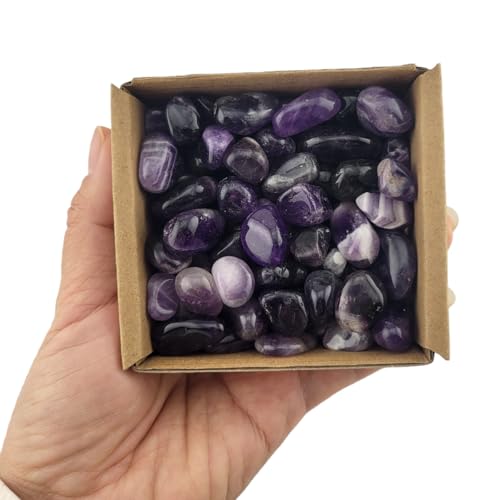 1,000 Carats Amethyst Handpicked Tumbled Stones Crystals Chips Bulk Pocket Stones for Healing, Reiki, Meditation, Witchcraft and Home Decorations (Amethyst)