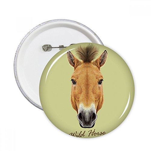 Broches rondes cheval sauvage marron cadeau original badge vêtement lot de 5 XL