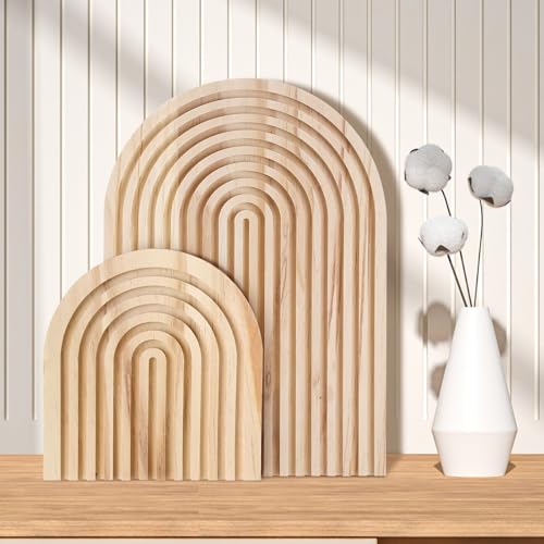 2 Pcs Wooden Rainbow Pine Cutting Boards,Boho Kitchen Counter Decor,Decorative Wood Serving Trays and Shelf Decor for Farmhouse, Wall and Mantel Display