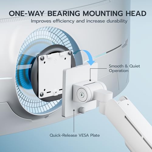 Image of ARES WING Dual Monitor Mount for 17-49 Inch Ultrawide Heavy Duty Curved Screen, Computer Monitor Arm Desk Mount, Gas Spring Adjustable Vesa Stand, White