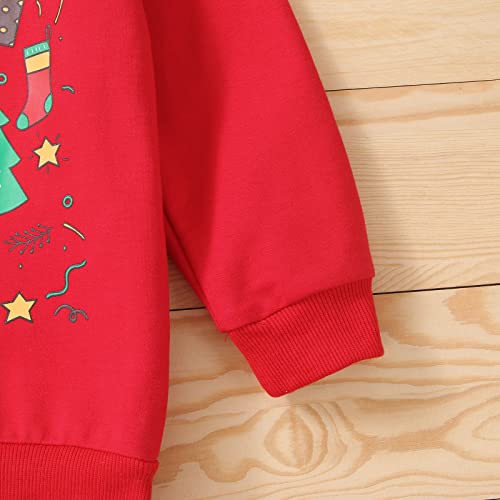 Moletom infantil para meninos e meninas, manga comprida, desenho de árvore de Natal, boneco de neve,