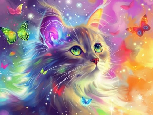 Diamond Painting Chat 90x120cm - Kit Complet de Broderie Diamant pour Adulte