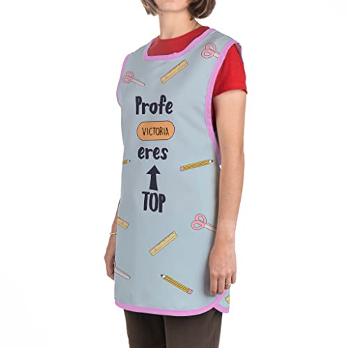 Wanapix | Estola Maestra Personalizada Con Nombre O Texto| Babi Profesora Personalizable | Bata Profesora| Guardería, Infantil, Primaria |Casulla Maestra | Rosa - Profe, Eres Top