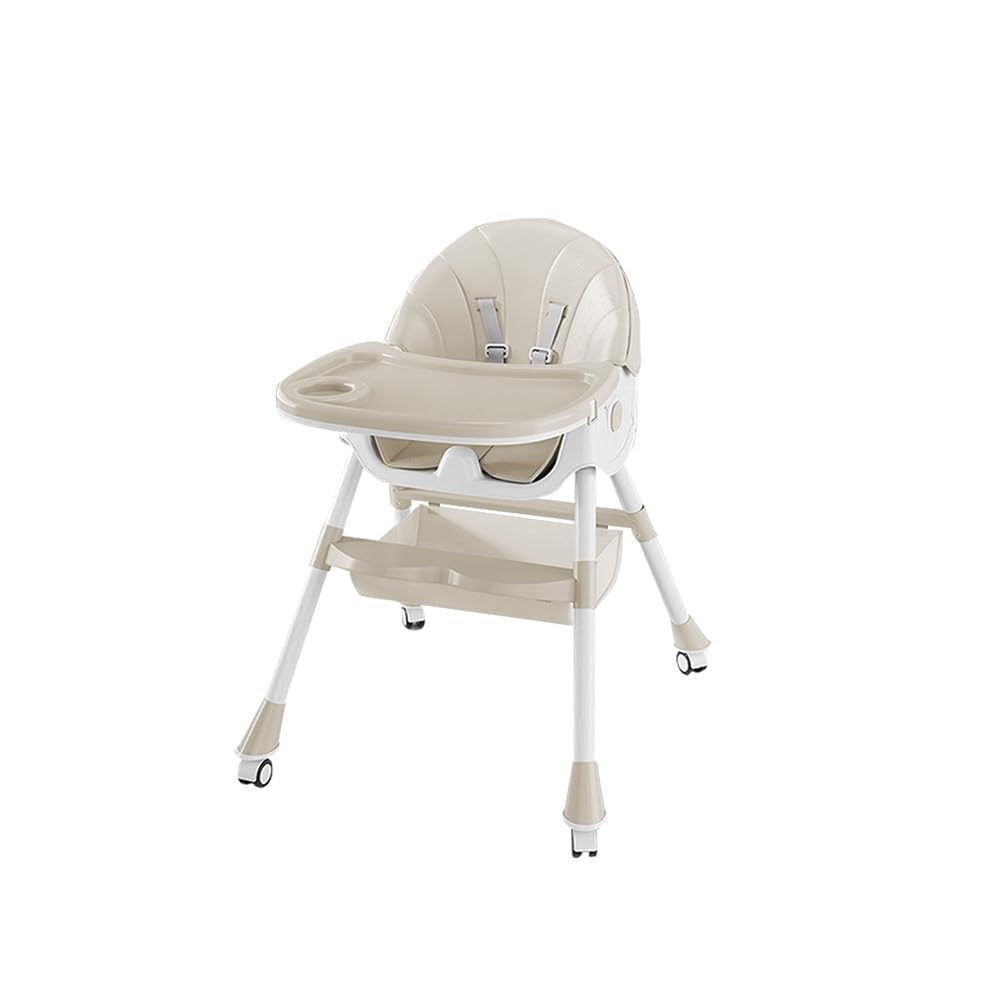 Chaise Haute Bébé – Chaise Enfant Pliable avec Plateau Détachable, Chaises à manger pour enfants avec Fonction d'Inclinaison Réglable et Table, Convient de 6 mois à 3 ans (6 en 1-Beige)