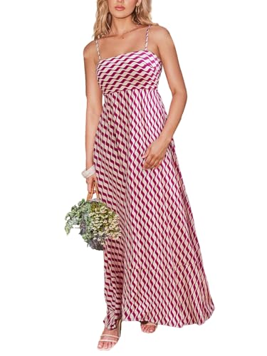 Image of CUPSHE Womens Summer Maxi Dress Casual Sleeveless Square Neck Striped Beach Long Dress with Pockets