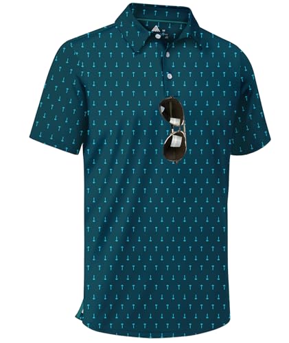 Image of ZITY Men's Golf Shirts Short Sleeve Print Patterns Casual Collared Polo