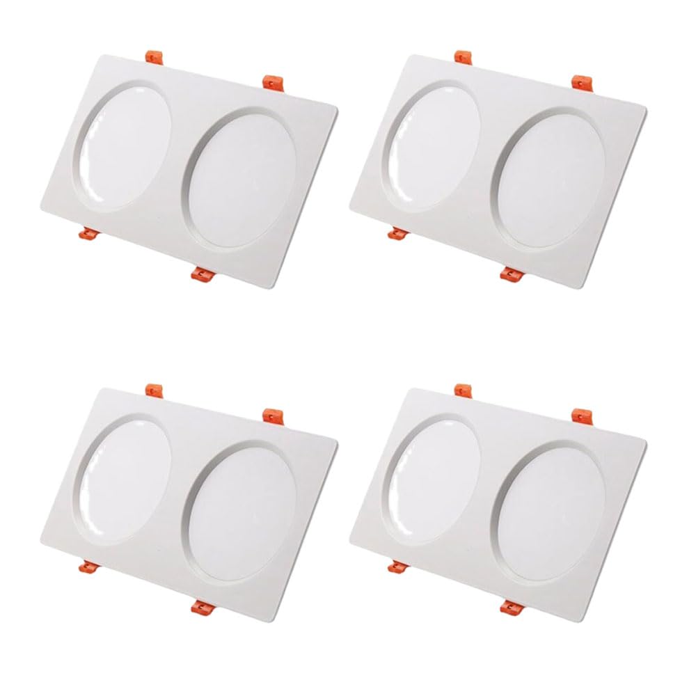 Panel de Techo Cuadrado de Doble Cabezal de 14 W, Regulable, para Uso Comercial y doméstico, luz LED empotrable de Aluminio Blanco, Downlight LED empotrable, Blanco,White