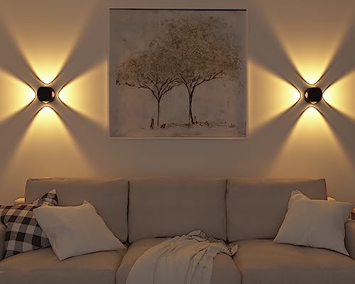 Image of PESCA Metal Wall Lights Outdoor Lighting- Exterior Wall Light For Porch Patio Up Down Left Right Waterproof Light For Garden Terrace Courtyard Garage (4X3W- Diamond) Ip-65 Waterproof