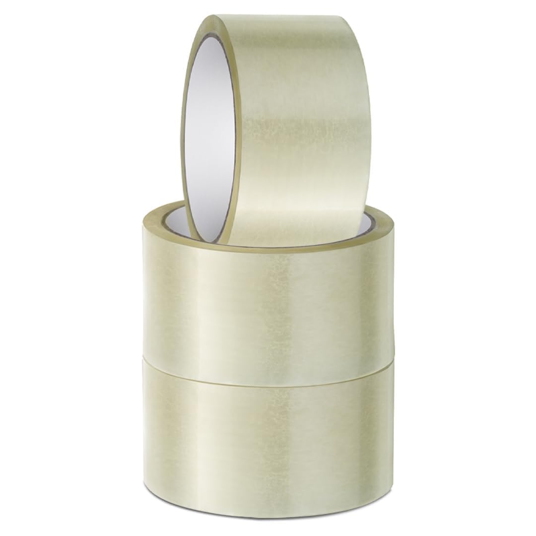 Stick Well 3er Verpackungs Klebeband – 48 mm X 66 m, Geräuscharm, Stark Klebend, Transparentes Paketklebeband für Kartonverpackungen, Umzug – Geeignet für Klebebandabroller (transparent, 3er-Packung)
