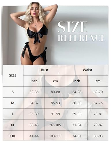 Rslove Women Sexy Lingerie Set Satin Bow Tie 2 Piece Bra And Panty Sets Black L thumb #3