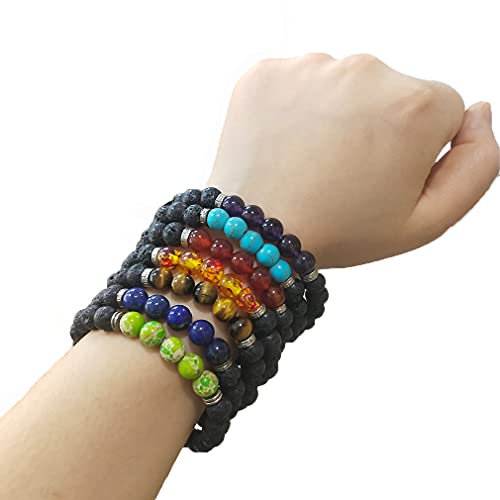 7 Chakra Bracelets Lava Stone Diffuser Bracelet Aromatherapy Essential Oil Bracelet Anxiety Calming Bracelet Meditation Beaded Stretchy Bracelets For Men Women Teens Kids Yission #TOP7