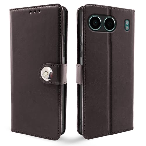 Image of Pikkme Flip Cover Leather Finish | Inside TPU with Card Pockets | Wallet Stand and Shock Proof | Complete Protection Button Flip Case for OnePlus Nord 4 5G (Coffee)