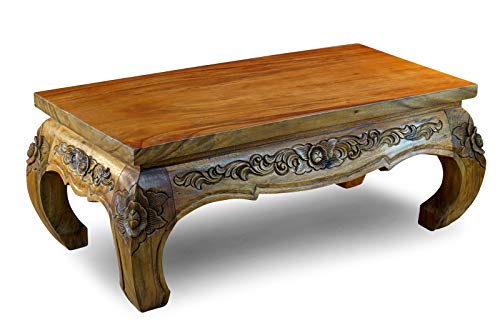 Kinaree Opium Couchtisch PATHUMWAN - 43x105x55cm asiatischer Wohnzimmertisch aus massiver auch als Shisha-Tisch geeignet
