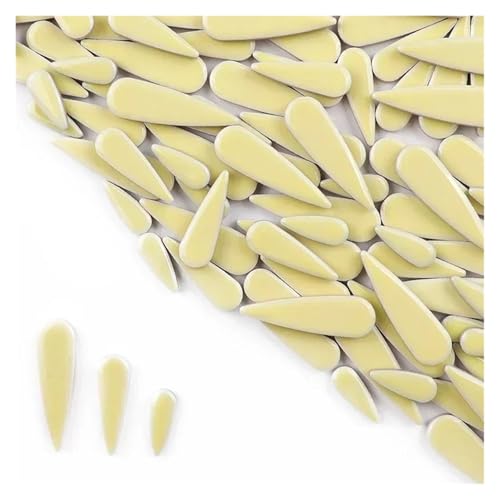 100g Water Droplet Ceramic Tiles DIY Porcelain Mosaic Tile Raindrops Shape 66(Light Yellow)