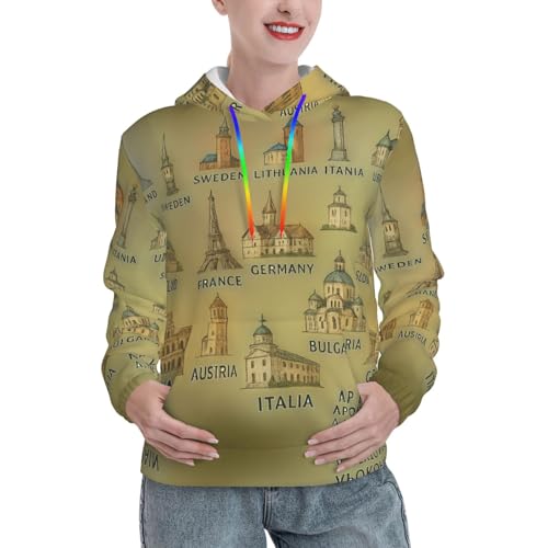 Sweat à capuche monuments européens pour femme | Confort doux