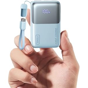 INIU Power Bank, Ultra Small 10000mAh Portable Charger, Mini 45W High-Speed Battery Pack with USB C Cable, Flight-Approved Powerbank for Trip with LED Display, Gift for Girls & Boys, Blue Li