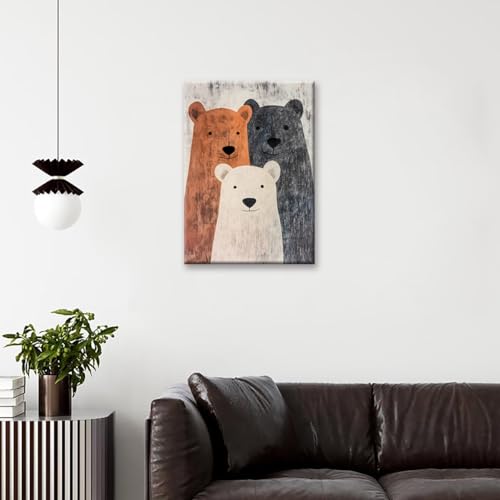 Trois ours mignons peinture murale en impression sur toile grand format de haute précision
