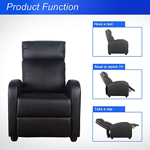 Polar Aurora Massage Recliner Chair Pu Leather Vibratory Massage Function Theater Chair Ergonomic Lounge For Living Room(Black) #TOP2