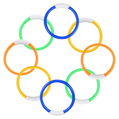 FUNNETOYU 8 Piezas Anillos de Buceo Coloridos para Juguetes de Entrenamiento Subacuático para Piscina Accesorios Divertidos para Aprender Nadar Agua Color Aleatorio