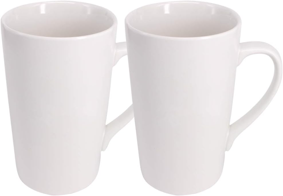 YBCPACK 2 Pack 16 OZ 450ml Porcelain Mug Coffee Cup Plain Large Tall White Ceramic Cup Milk Tea Coffee Mug with Handle
