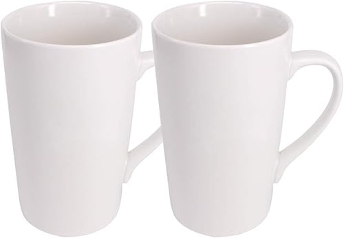 Miniatura 6 de Taza de café de 16 oz simple taza de cerámica blanca pura lisa grande alta de cerámica blanca leche té taza de café con asa